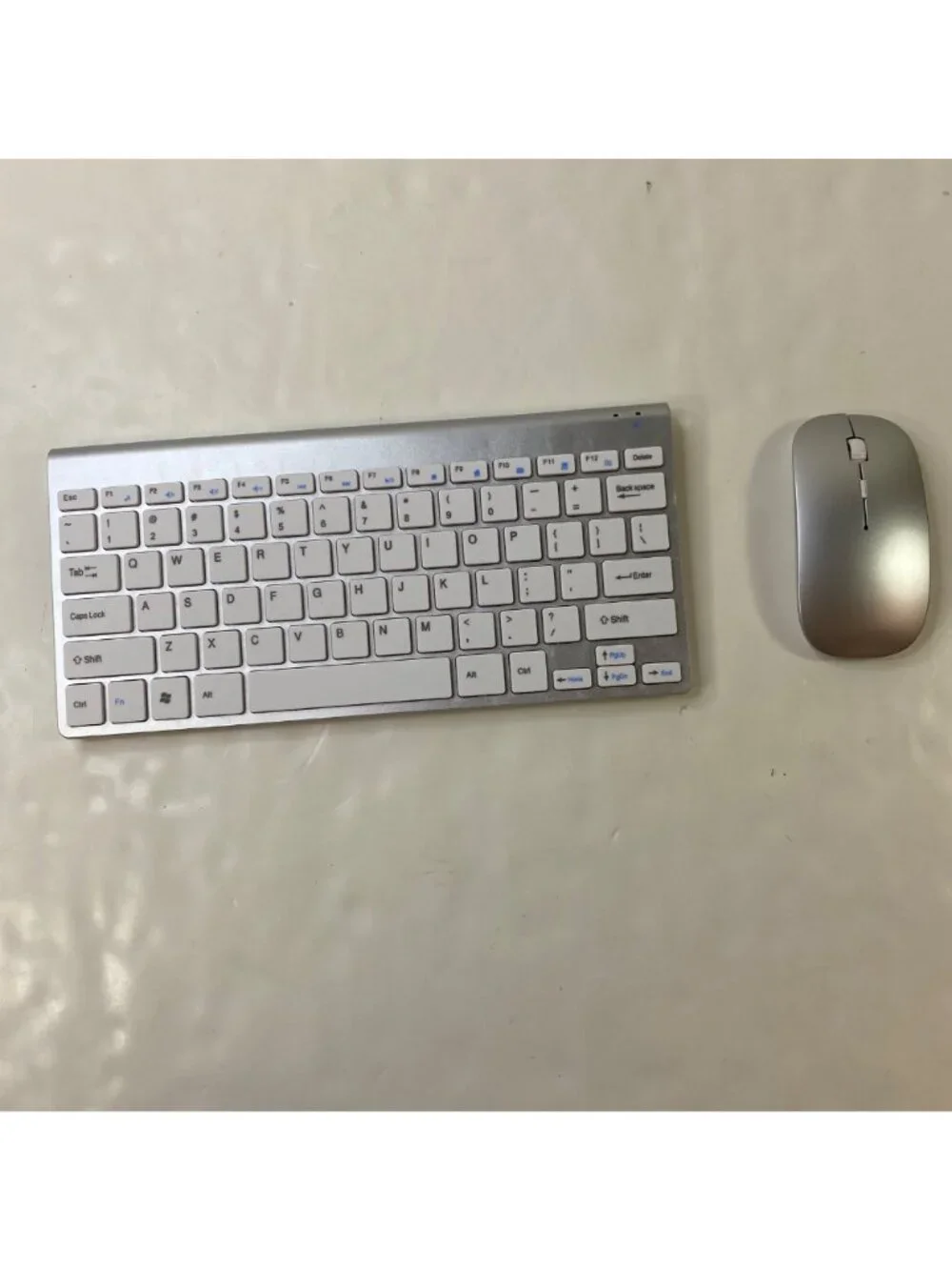 Wireless Ultra-Thin Mini Keyboard Mouse Combo Set White Silver